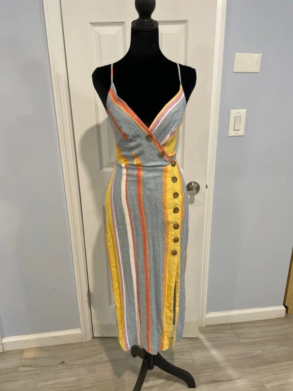 Urban Outfitters Tootsie Multicolor Stripe Button-Front Dress XS NWT